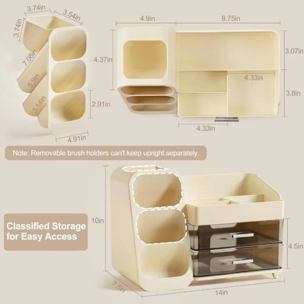 New Makeup Organizer with Drawer, Large Vanity Storage for Skincare & Cosmetics